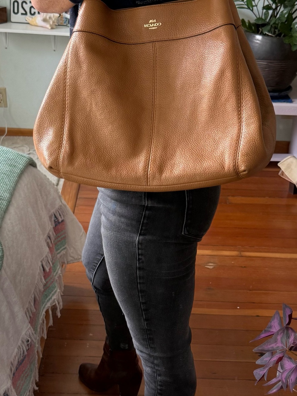 Coach Pebbled Leather Shoulder Bag in Cognac, excellent condition